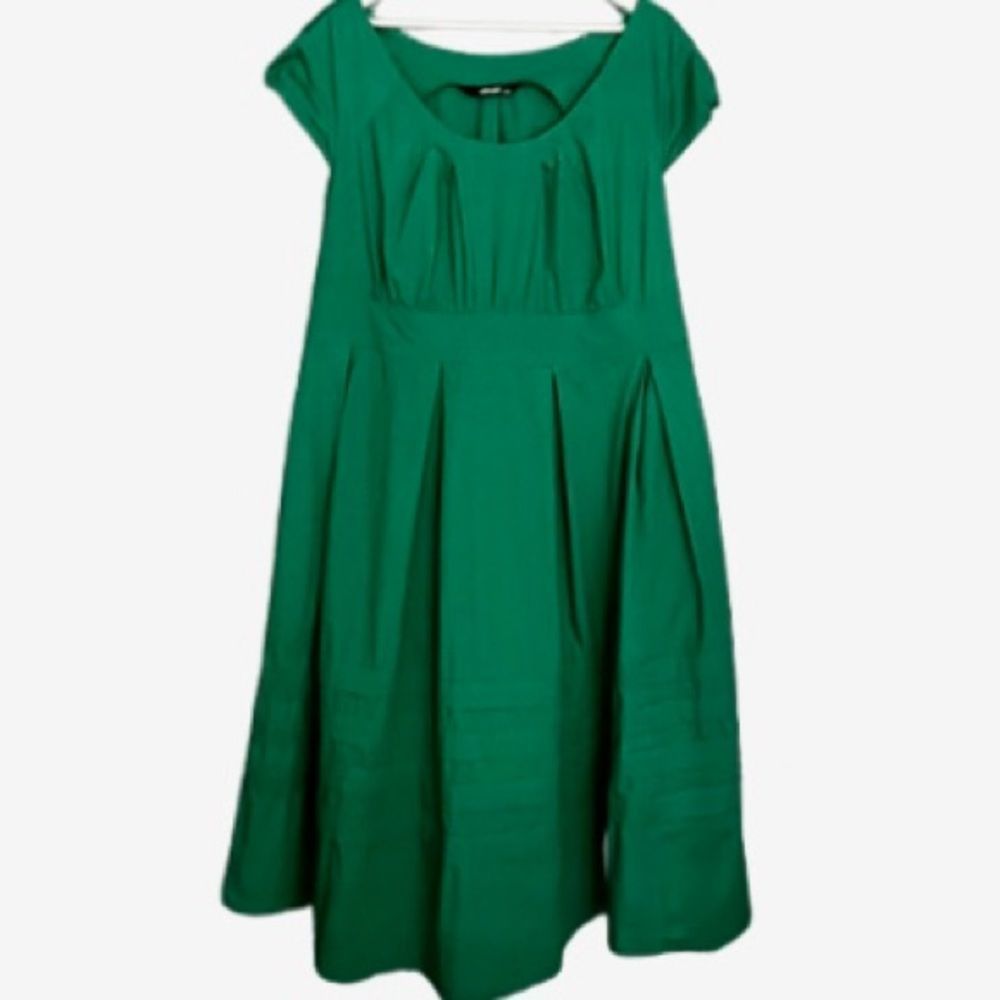 Cottagecore Emerald Green Empire Waist Midi Dress With 2️⃣ Pockets Custom Size